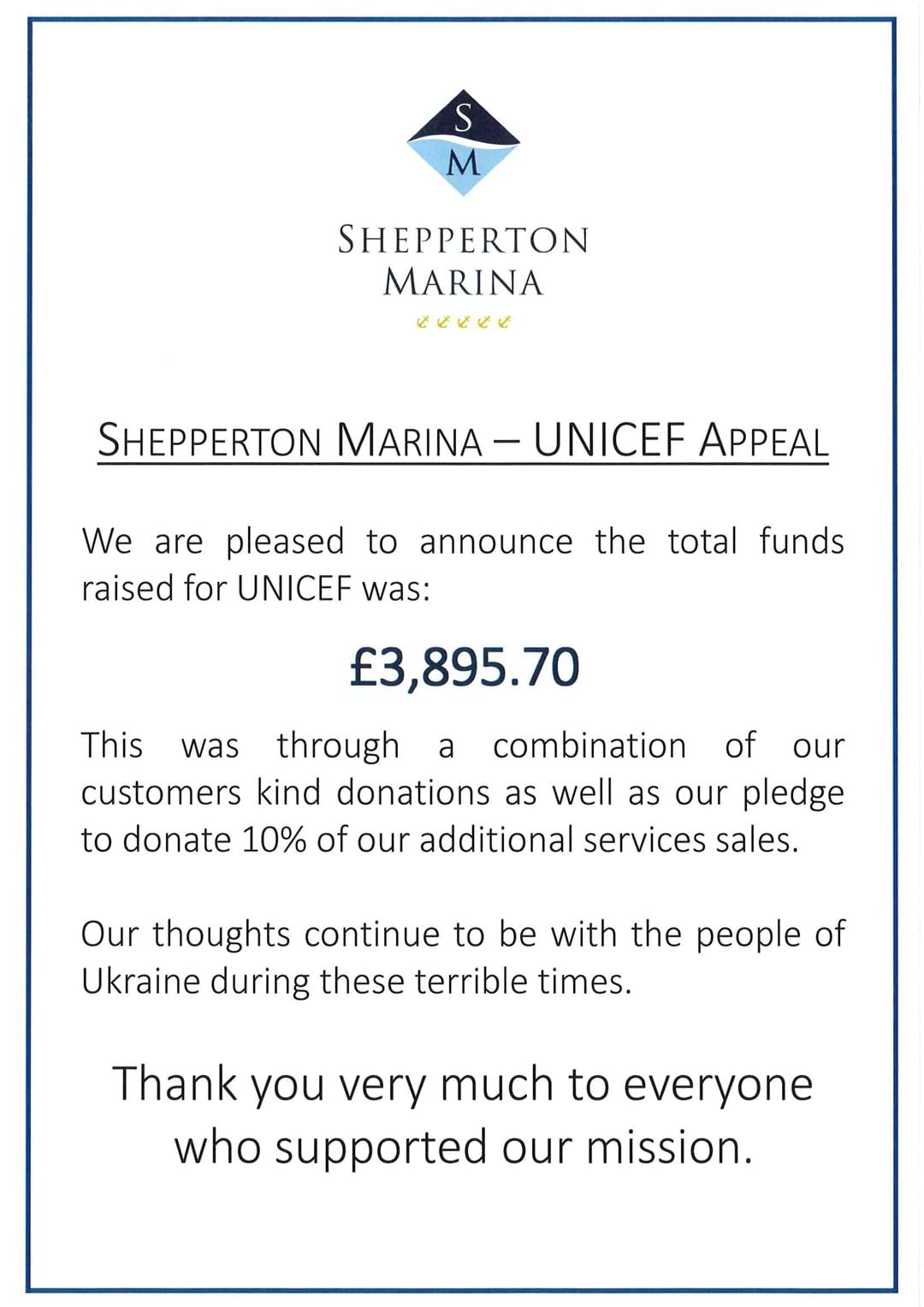 Shepperton Marina - UNICEF Appeal